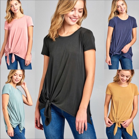 Active USA Tops - Black soft shirt with side tie hem